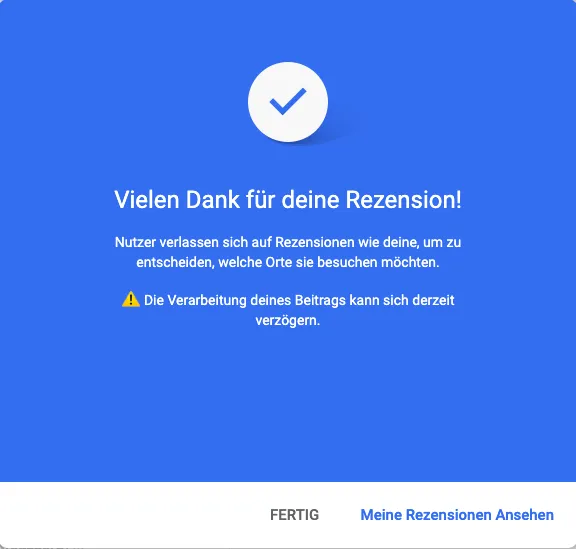 Mitteilung beim Abgeben von Bewertungen während der Corona-Krise