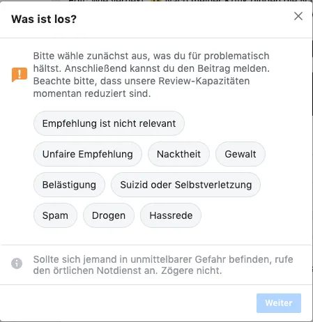Auswahlmöglichkeiten um eine Entfernung zu beantragen